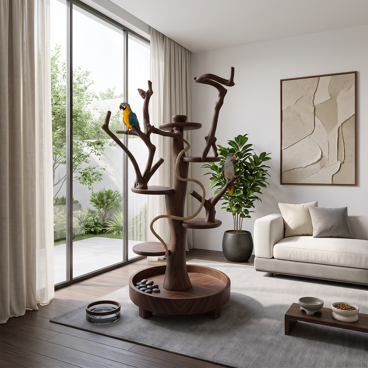 Natural Tree Parrot Playground For Living Room And Bird Space