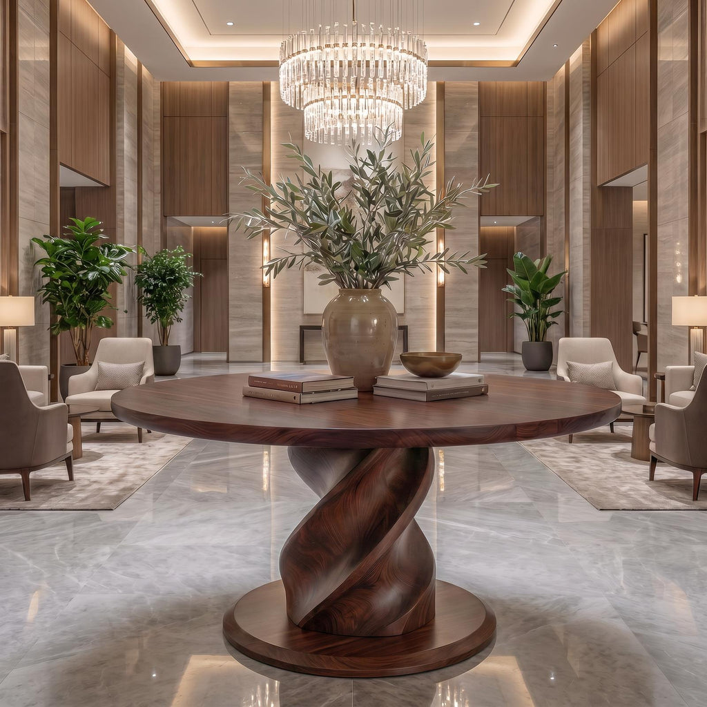 Modern Luxury Twist Pedestal Entry Table For Entryway And Hallway