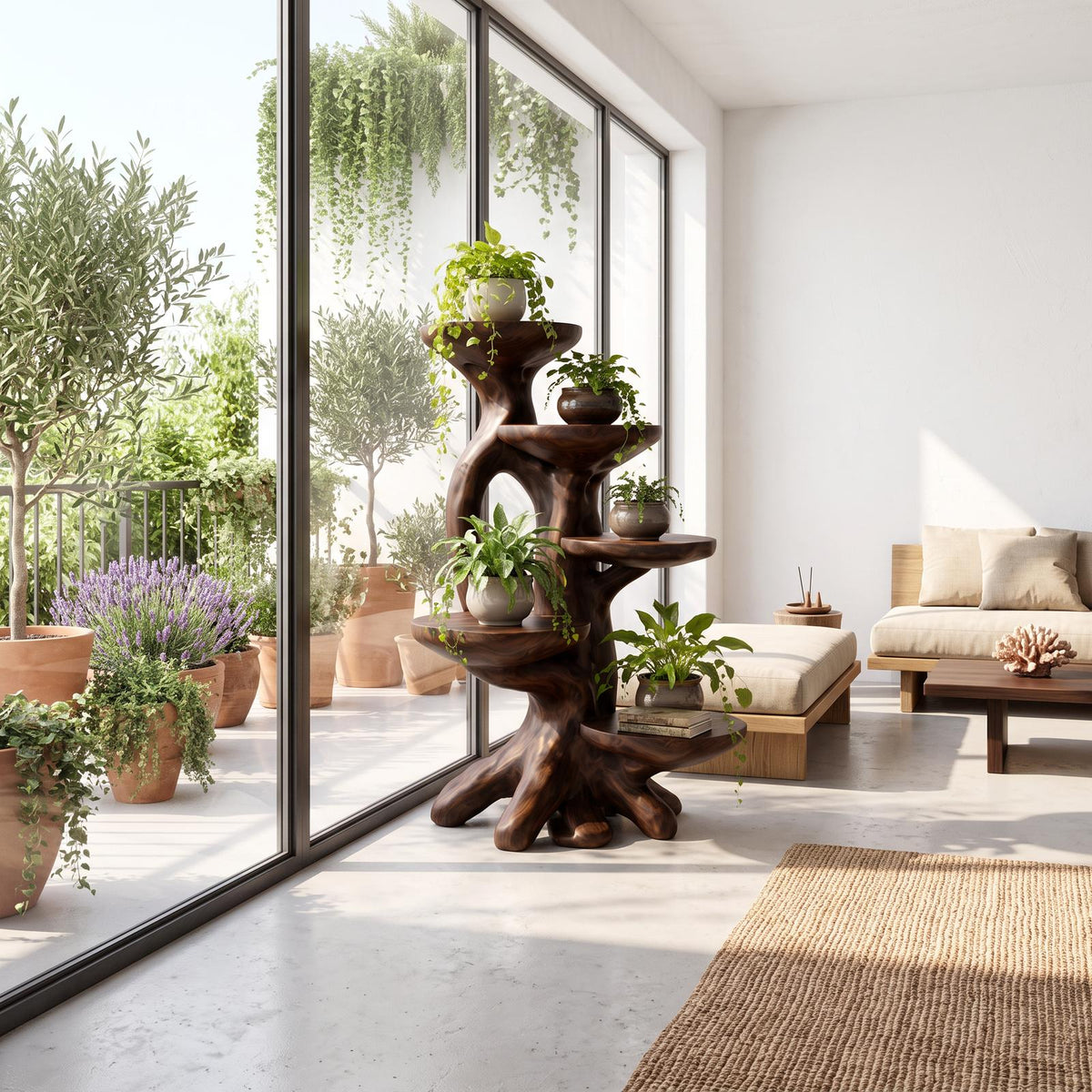 Modern Plant Stand With Sculptural Platforms For Living Room SINLSAPT022