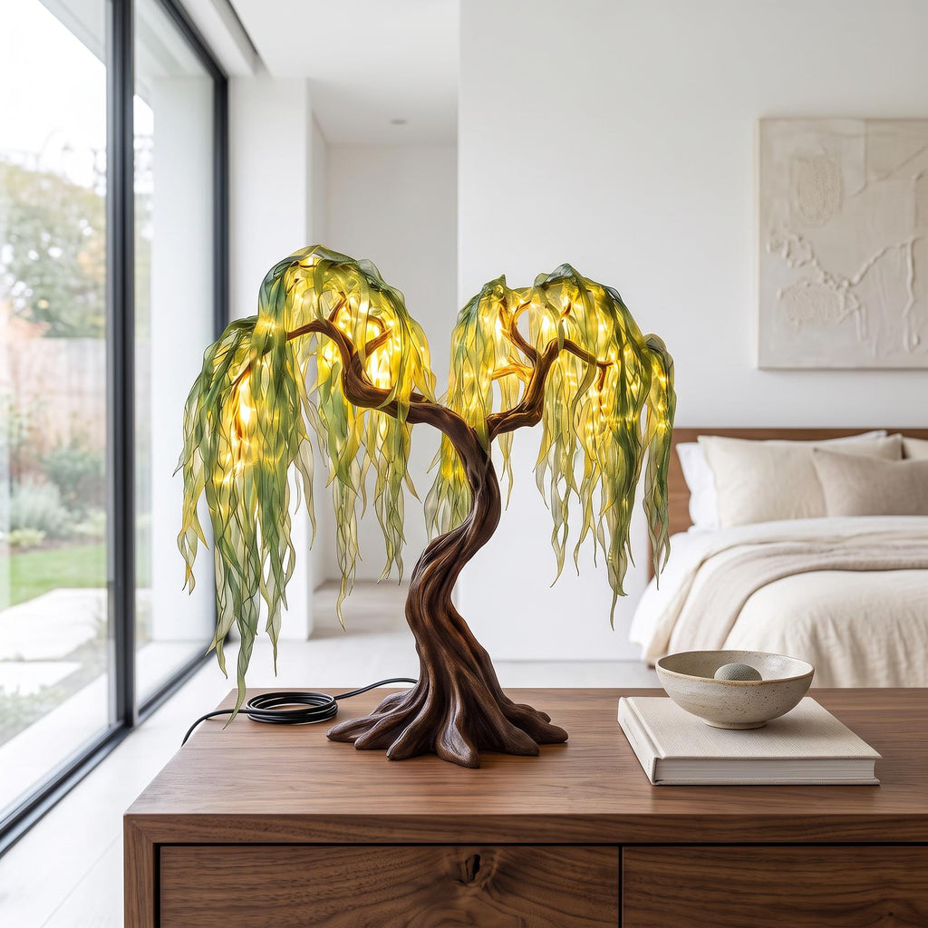 Rustic Fairy Light Tree Table Lamp For Nightstand
