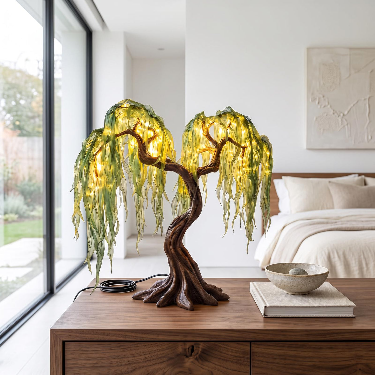 Rustic Fairy Light Tree Table Lamp For Nightstand