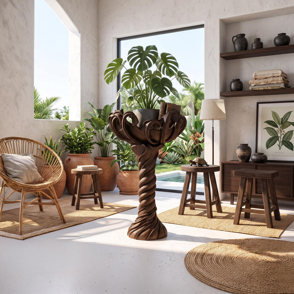 Modern Indoor Plant Stand With Organic Branch Silhouette For Living Room And Office SINLSAPT017