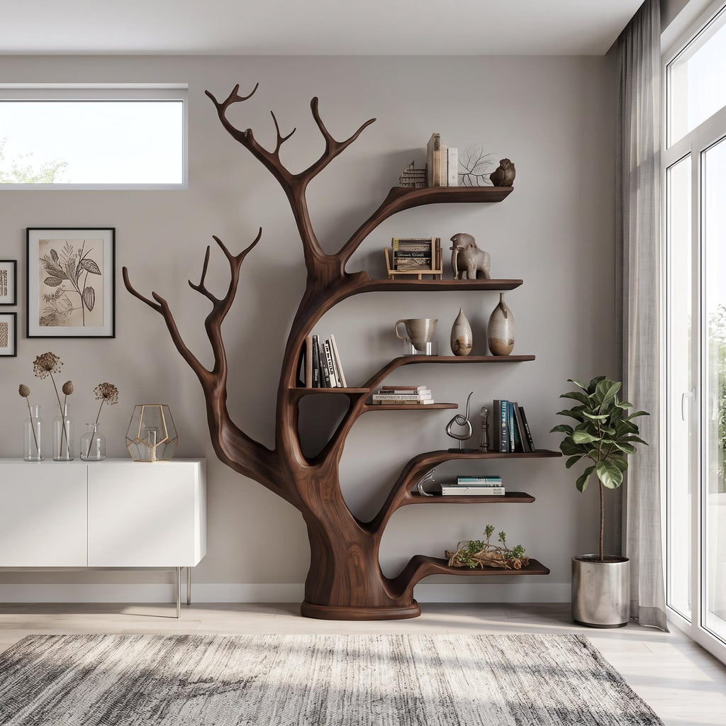 Rustic Tree Bookshelf Living Bedroom