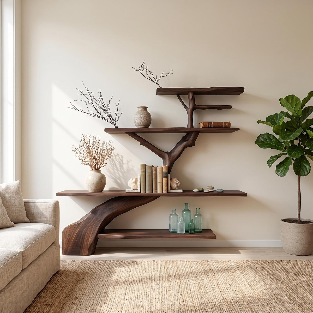 Rustic Tree Shelf Entry Living Room