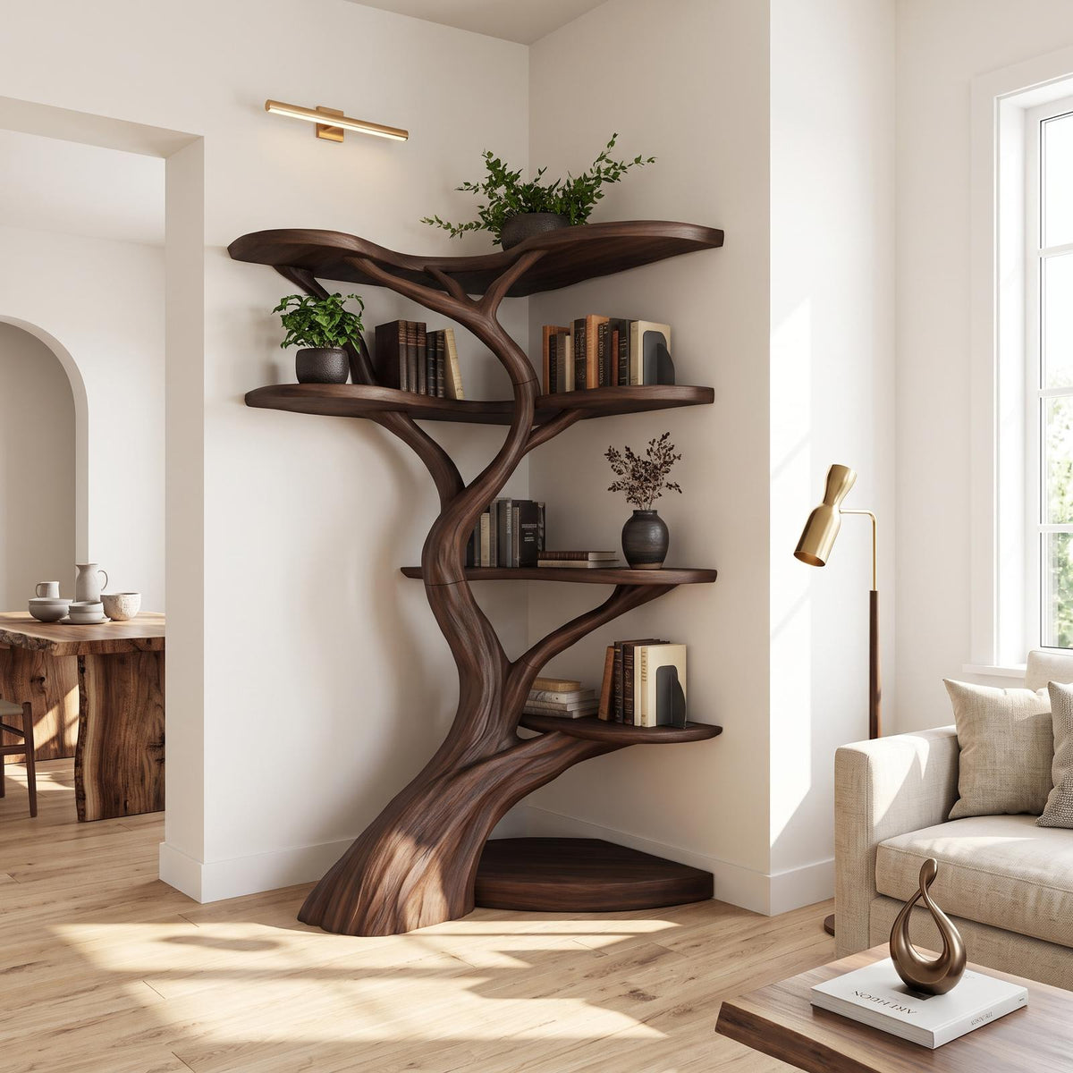 Rustic Tree Corner Shelf Living Room Or Bedroom SINLSATB693