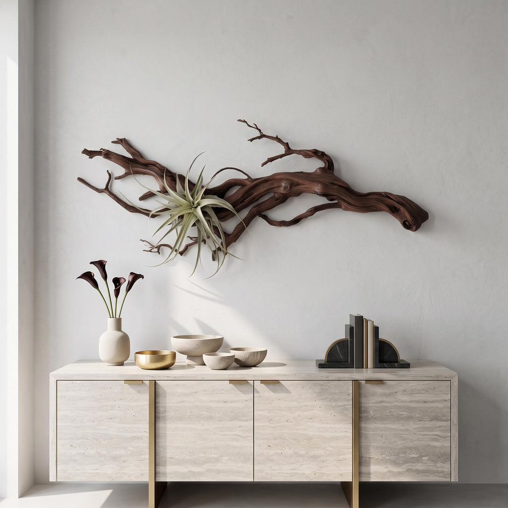 Rustic Tree Wall Art Decor, Handcrafted 3D Wooden Branch Sculpture for Living Room Wall