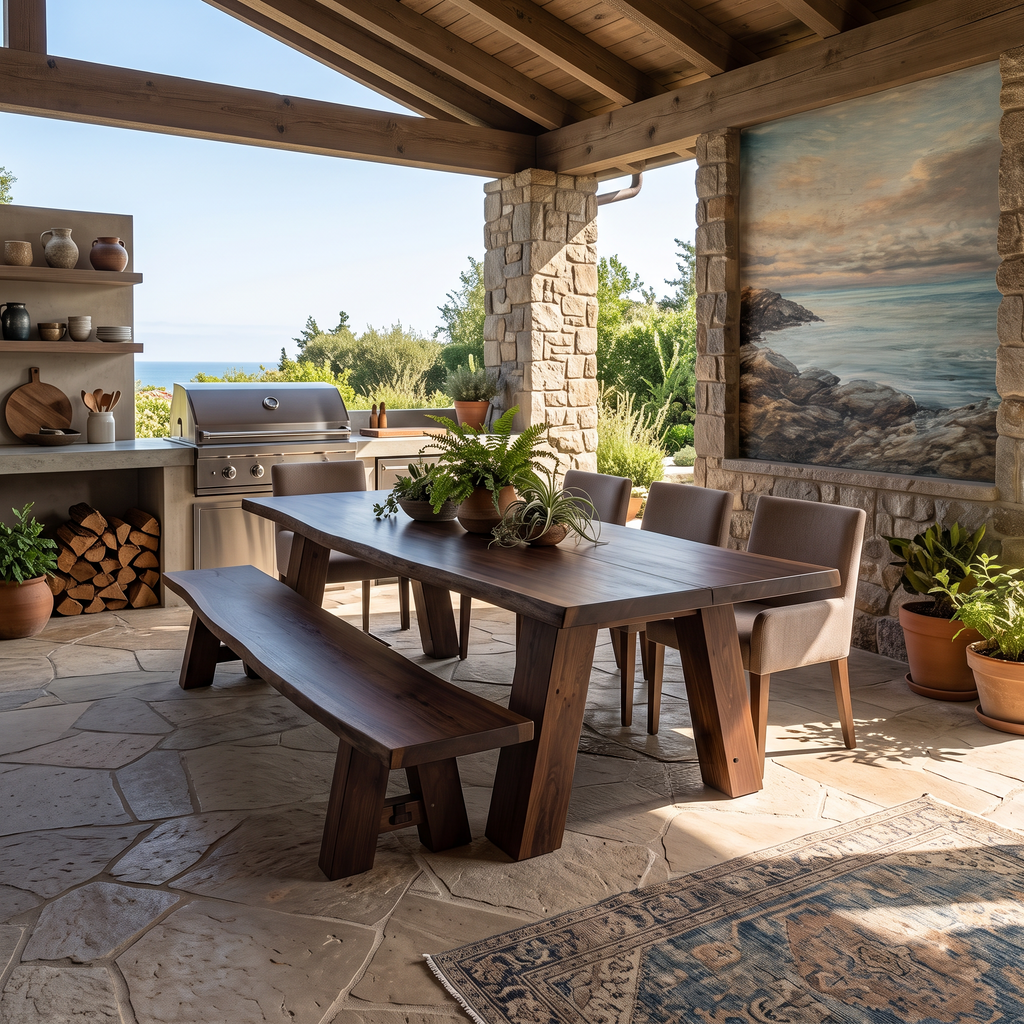 Rustic Wooden Dining Table for Kitchen & Dining Room, Solid Wood Farmhouse Dinner Table, Model