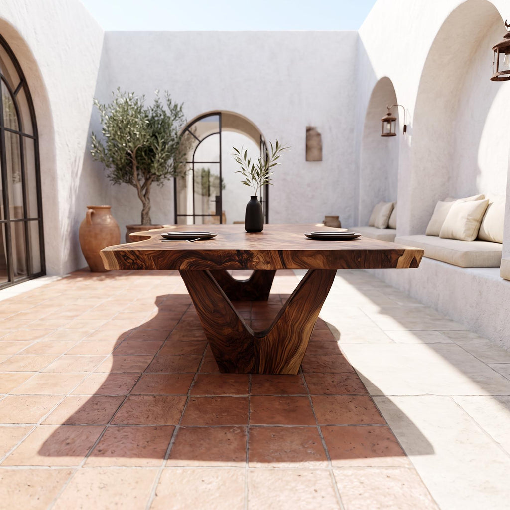 Rustic Sculptural Dining Table For Dining Room And Open Interior