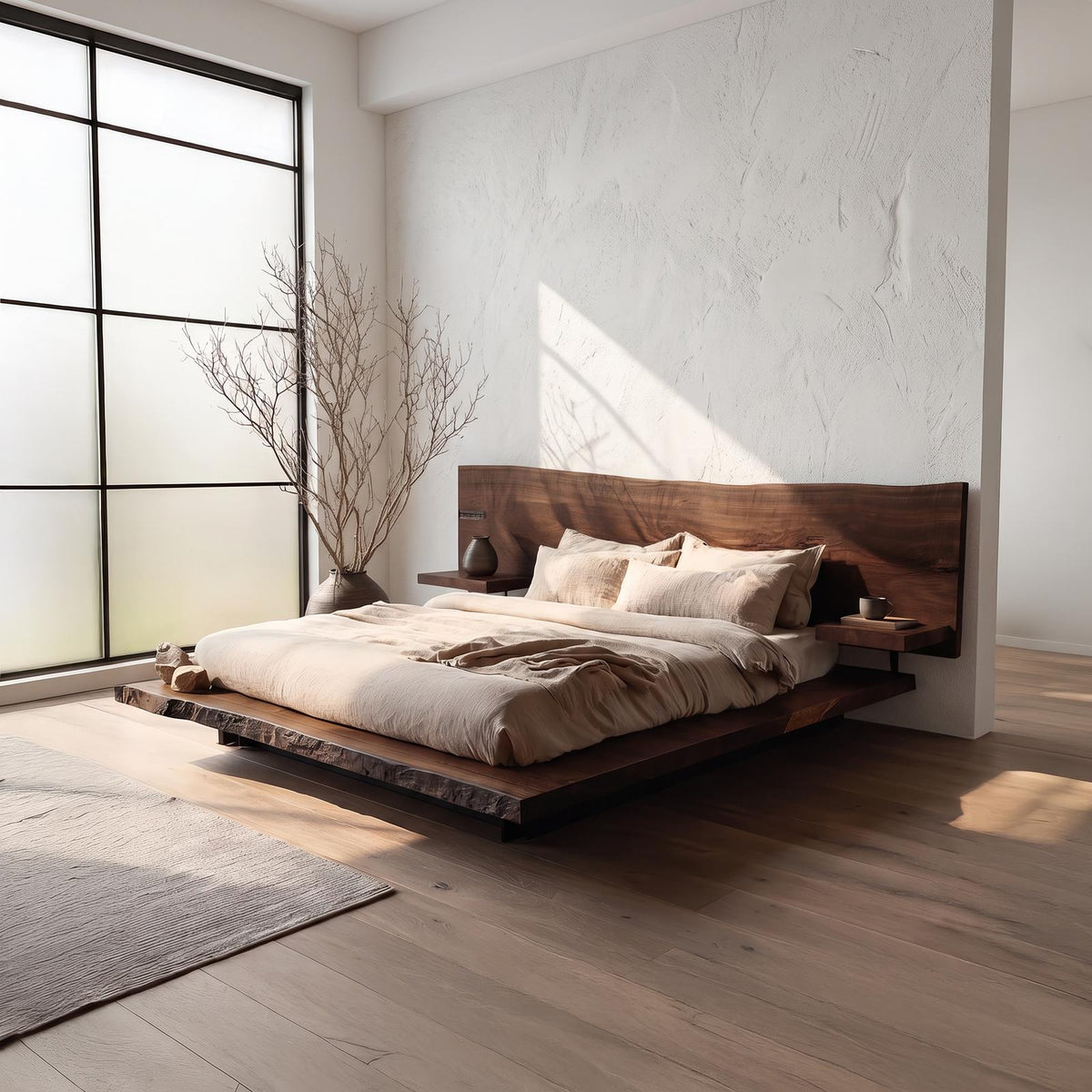 Rustic Wooden Bedframe Farmhouse Bedroom SINLSAWB028