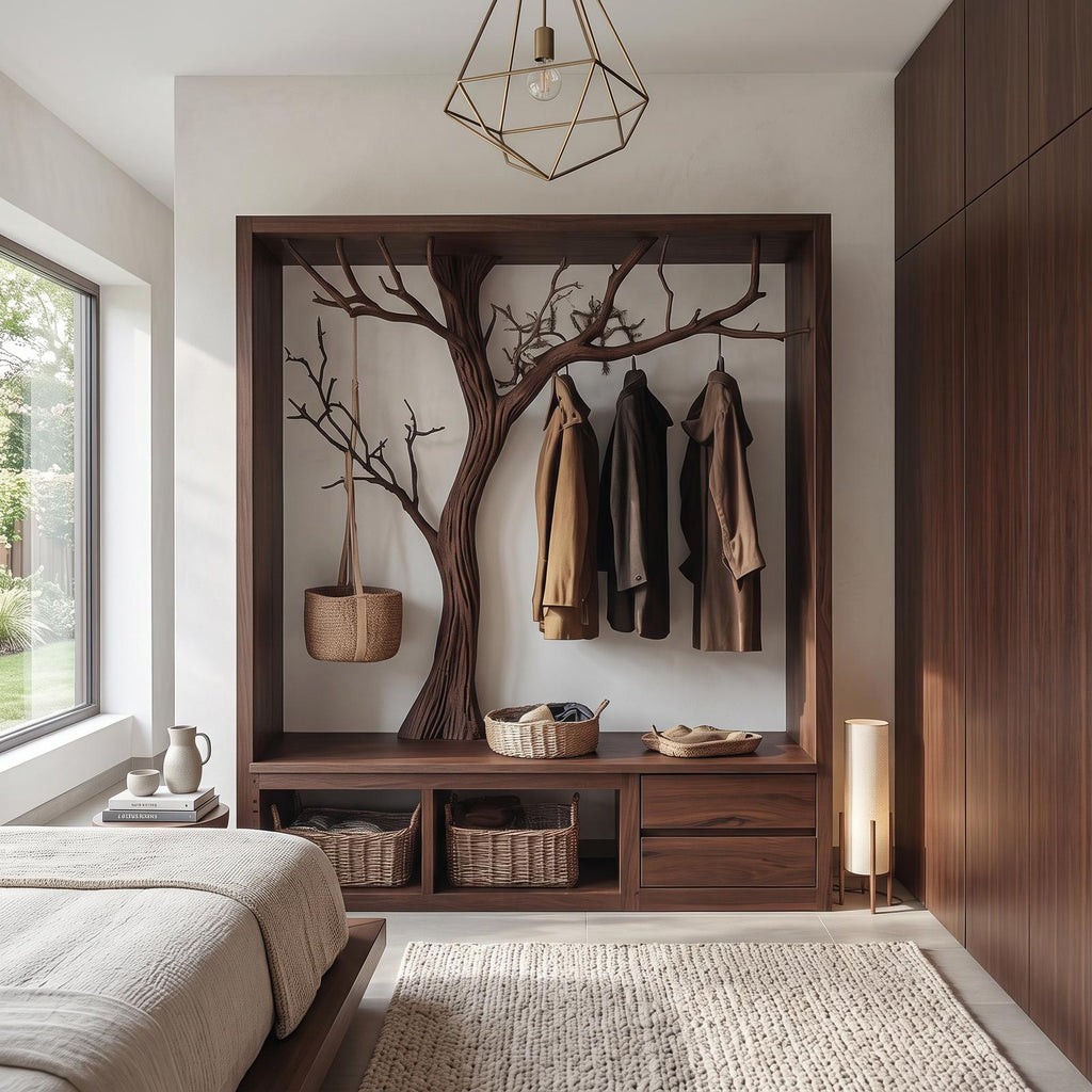 Rustic Wooden Tree Branch Entryway Cabinet Dressing Room