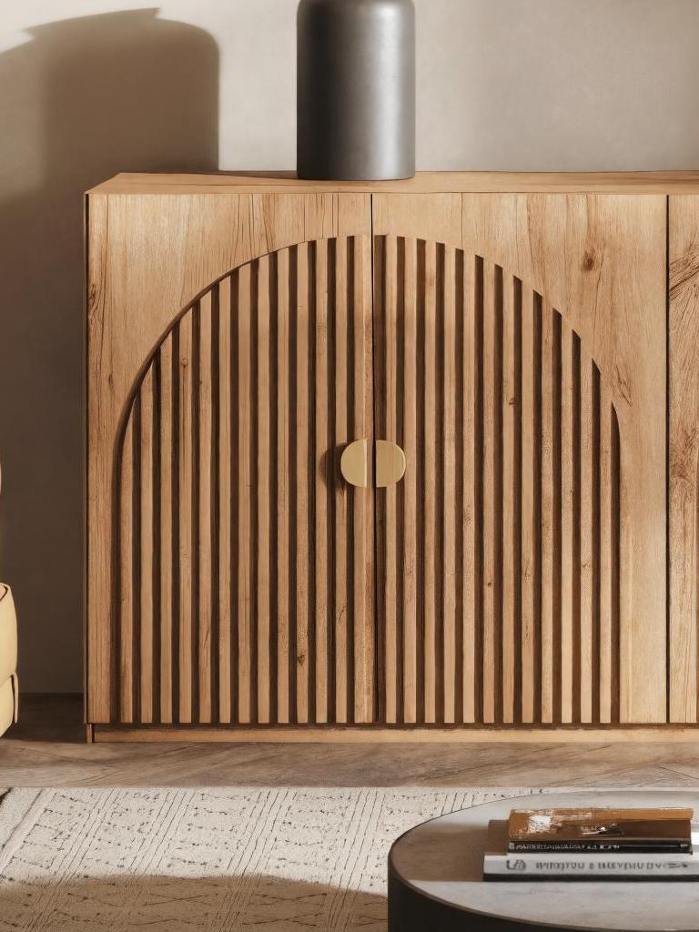 Spry Interior Modern Wood Sideboard with Fluted Arch, Contemporary Buffet Cabinet & Credenza for Dining or Living Room, SITHTTSD004
