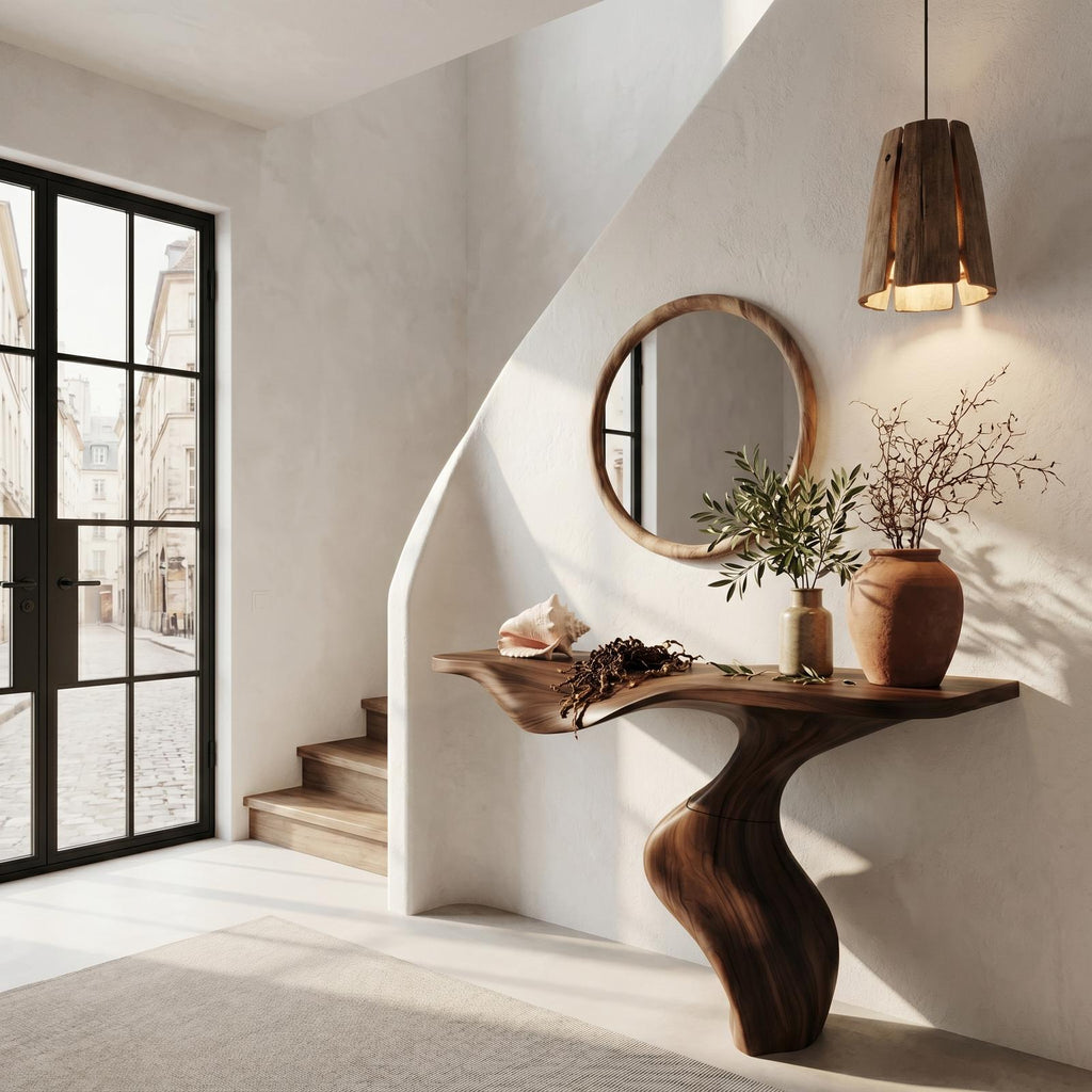 Modern Console Table With Statement Sculptural Base For Living Room
