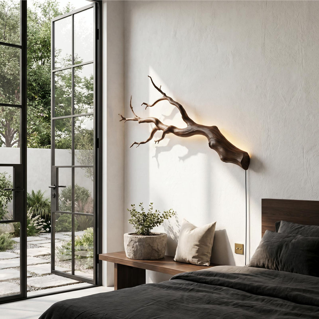 Organic Wall Lamp With Sculptural Tree Branch Design For Living Room