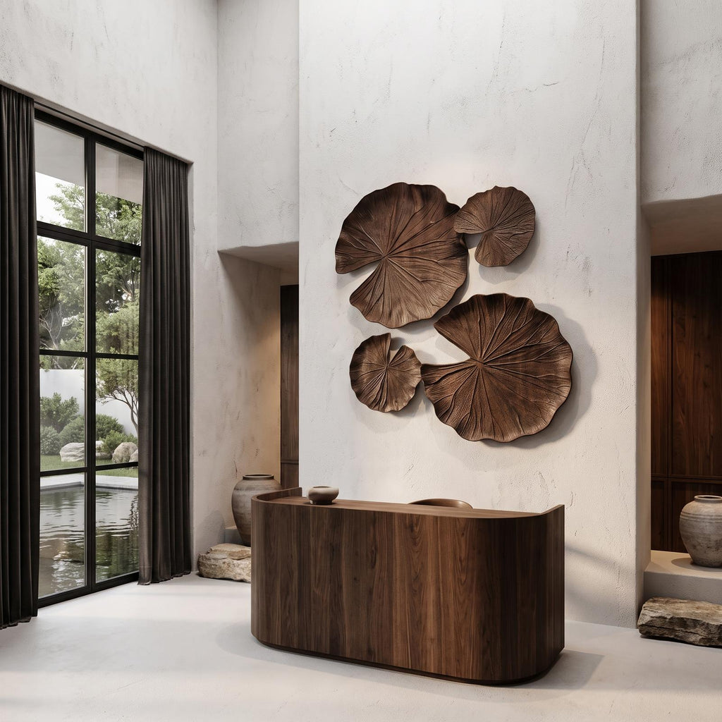 Modern Wood Wall Sculpture With Abstract Floral Design For Living Room