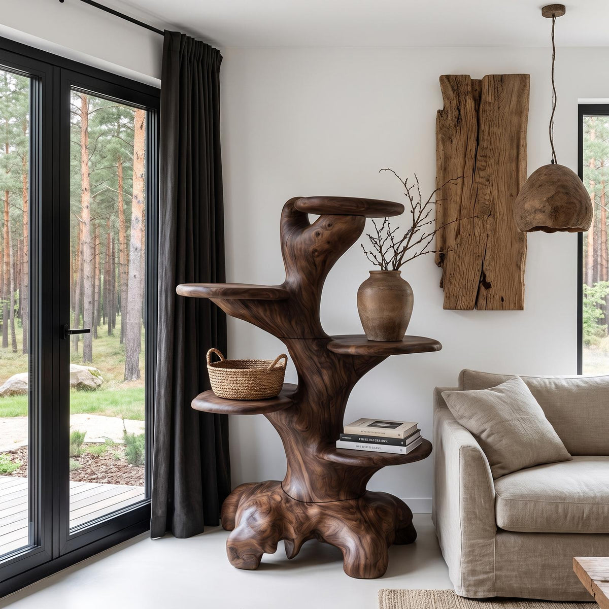 Minimalist Side Table With Integrated Storage For Living Room