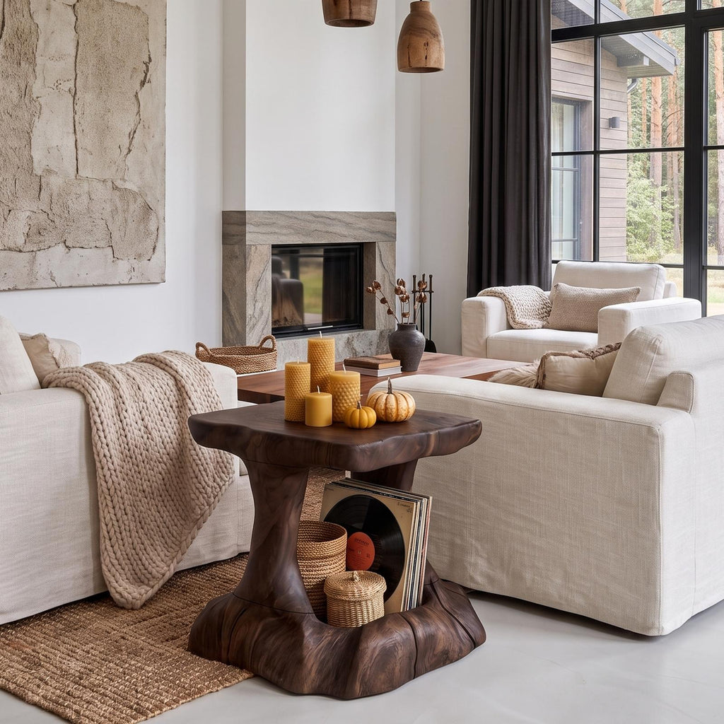 Mid Century Beside Table With Halloween Accent For Living Room