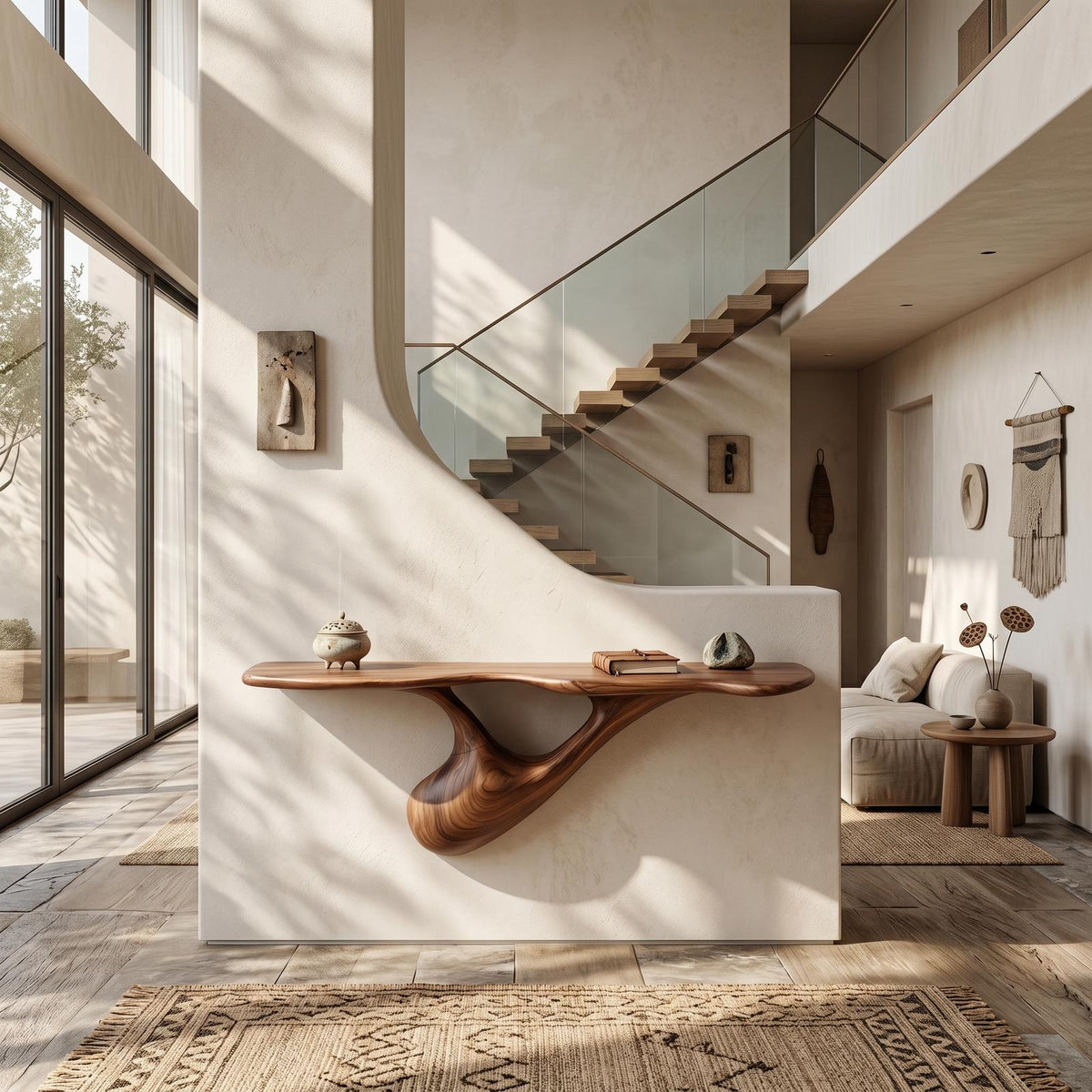 Organic Wall Mounted Console Table With Sculptural Tree Root Design For Entryway SINLHACS656