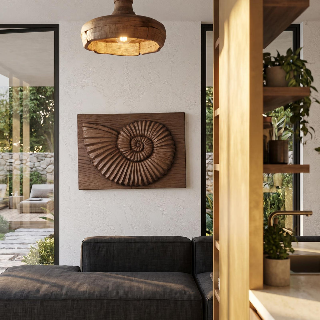Modern Ammonite Fossil Decorative Wall Panel For Living Room