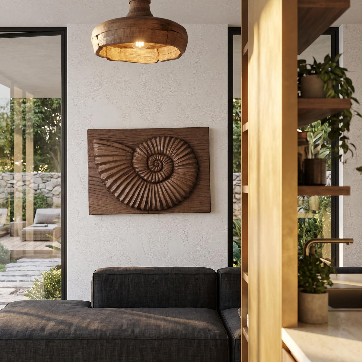 Modern Ammonite Fossil Decorative Wall Panel For Living Room