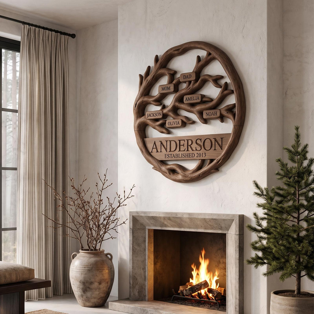 Organic Personalized Family Tree Wall Decor For Living Room And Entryway