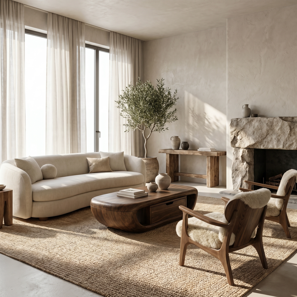 Modern Wood Coffee Table with Built-In Storage Shelf, Sleek Mid-Century Center Table for Living Room