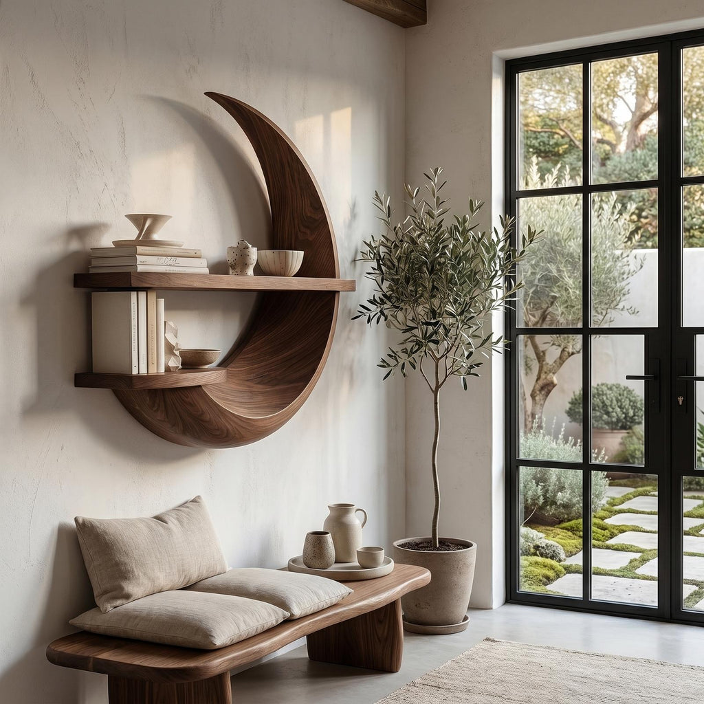 Rustic Floating Shelf with Natural Wood Display Storage, Wall Mounted Ledge Shelf