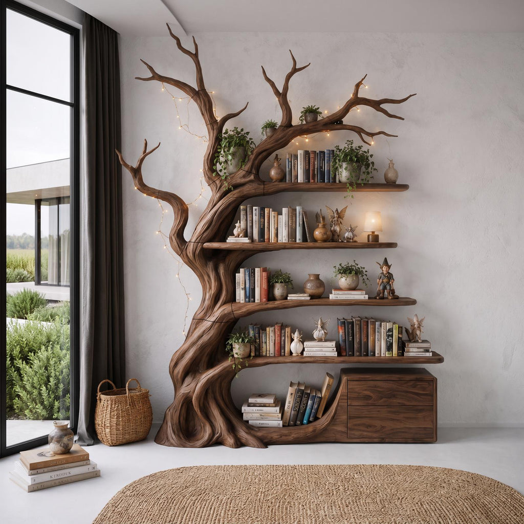 Modern Tree Bookshelf Handcrafted Branch Shelves For Home Library