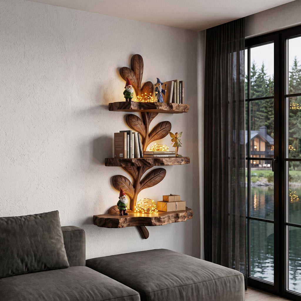 Modern Floating Shelf Handcrafted Solid Wood Design For Home Office