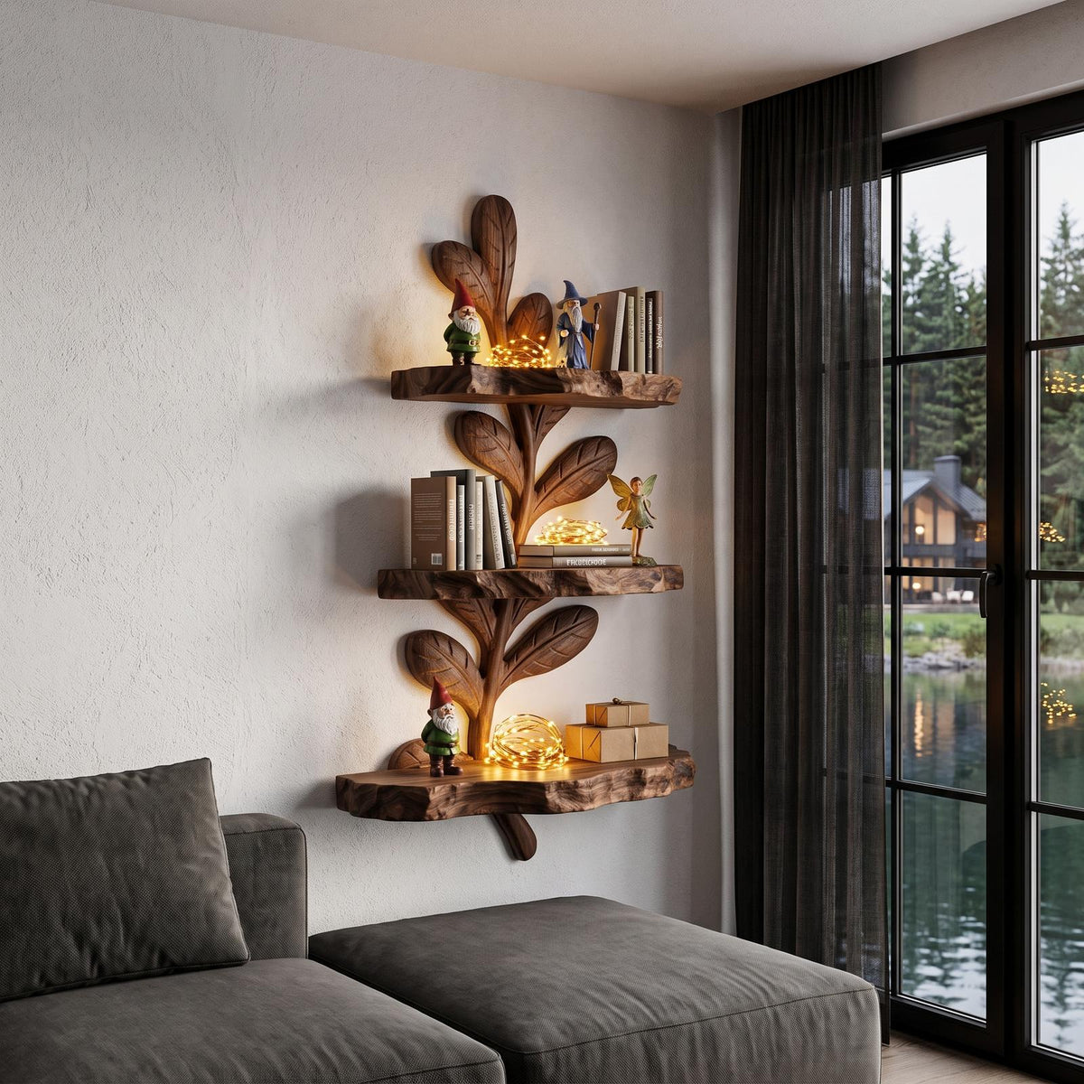Modern Floating Shelf Handcrafted Solid Wood Design For Home Office