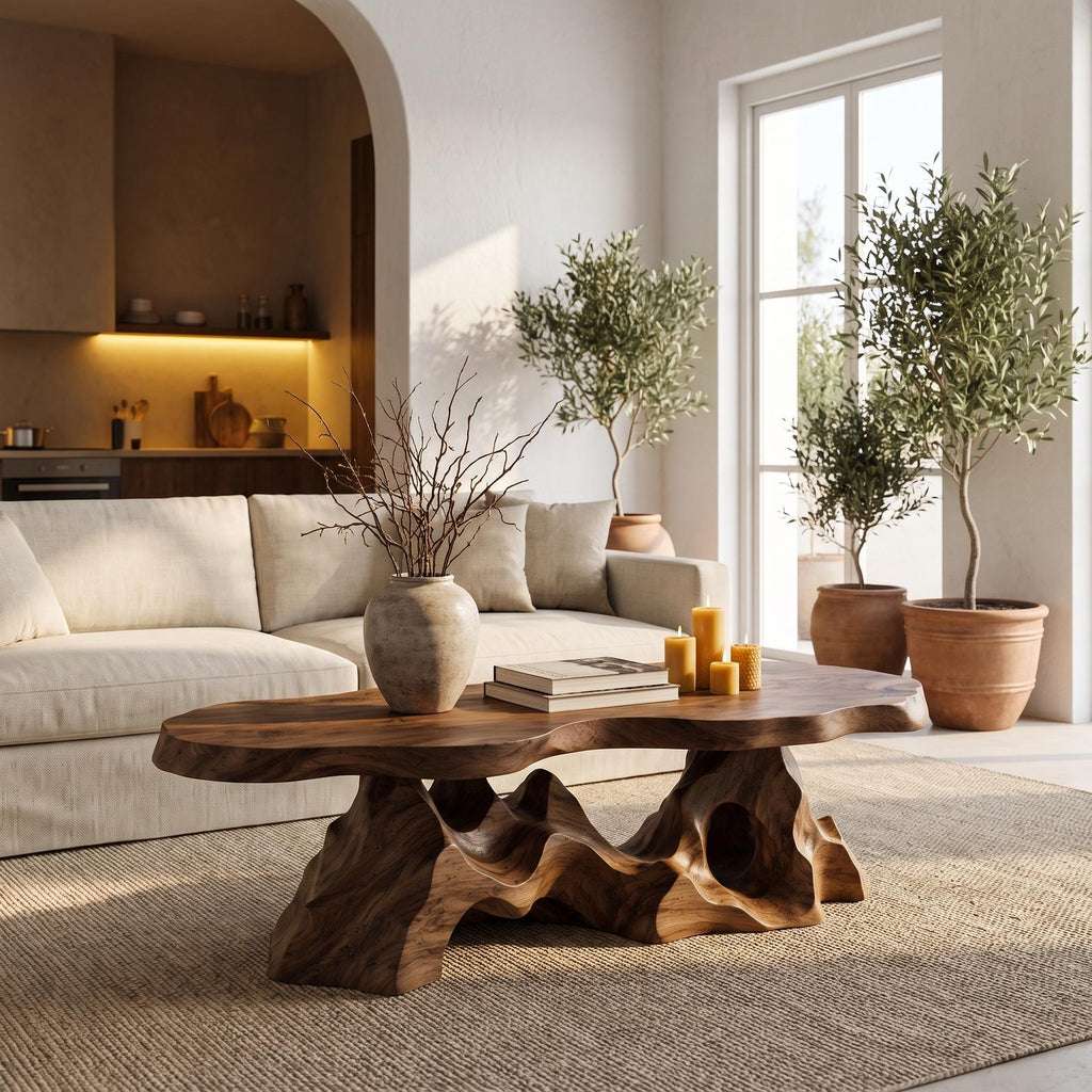 Organic Coffee Table With Sculptural Tree Root Base For Living Room SINLHACF412