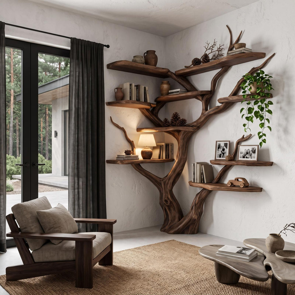 Contemporary Tree Bookshelf With Corner Branch Design For Home Office SINLHATB778