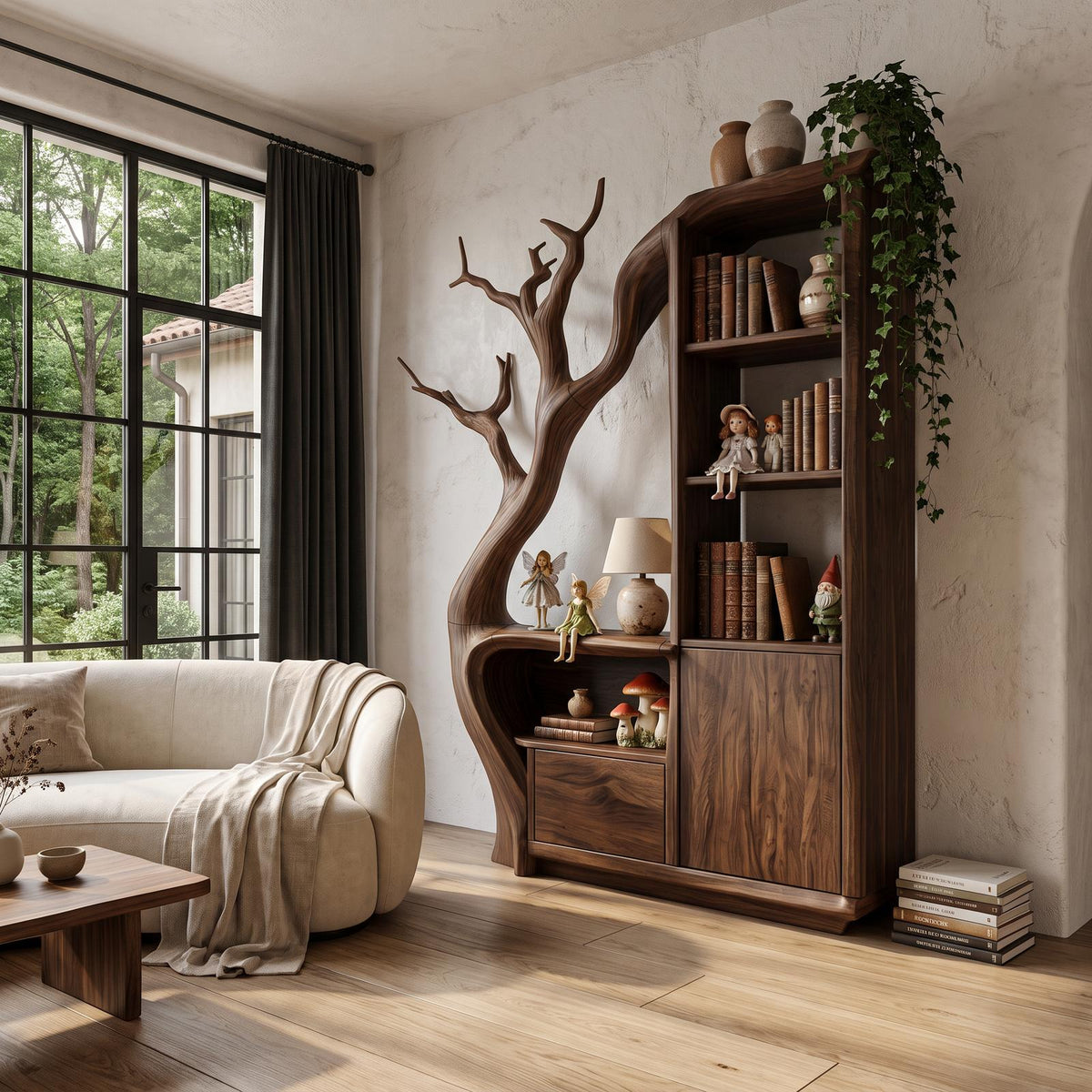Modern Storage Cabinet With Rounded Frame Design For Entryway