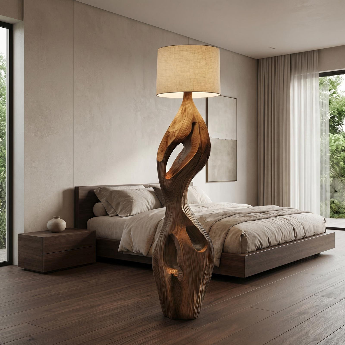 Organic Twisted Floor Lamp Sculptural Double Curve Design Living Room And Bedroom