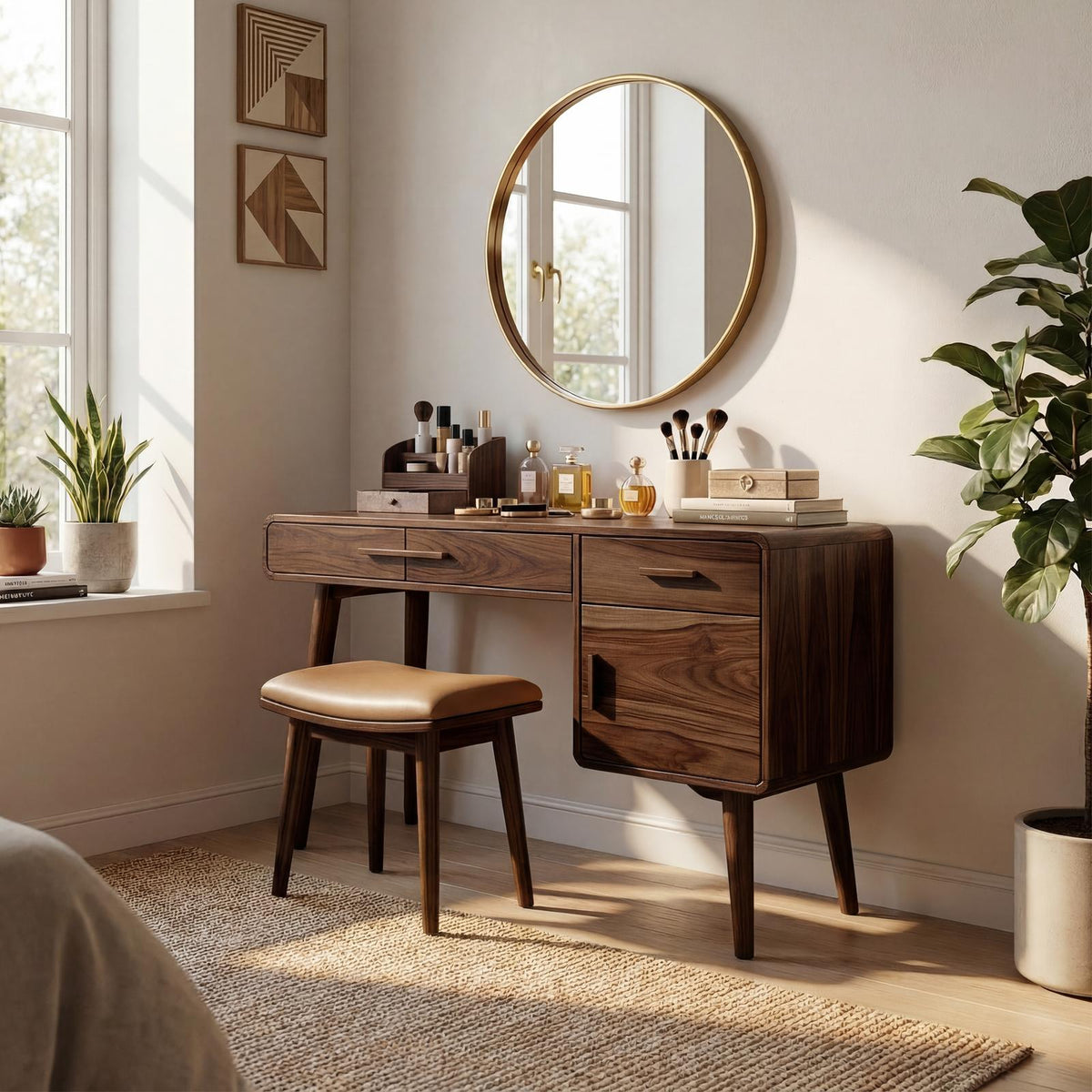 Spry Interior Contemporary Makeup Vanity Table with Storage, Modern Bedroom Dressing Desk & Beauty Station, SILDTTRMV019