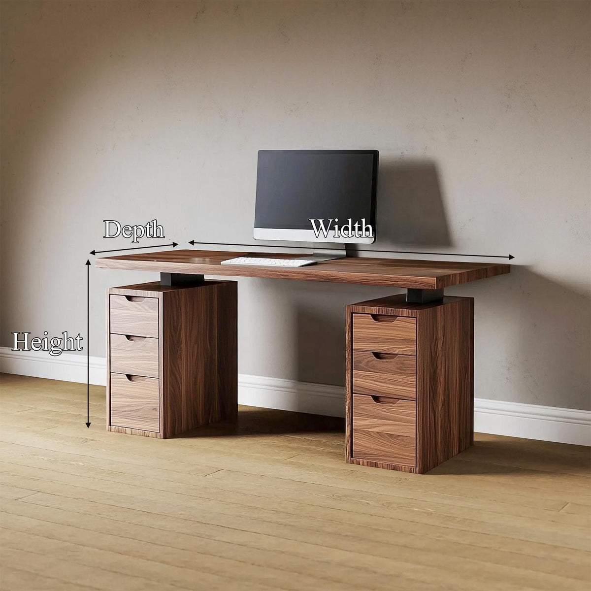 Modern Minimalist Work Desk, Solid Wood Computer Writing Table for Home Office, Sleek Laptop Study Desk for Studio