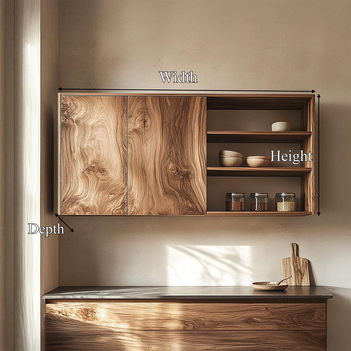 Mid Century Wall Mounted Display Storage For Kitchen