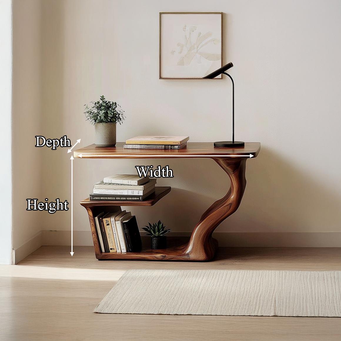 Mid-Century Modern Wood Side Table, End Table for Sofa & Bedroom Nightstand with Storage, Handmade Wood Side Desk