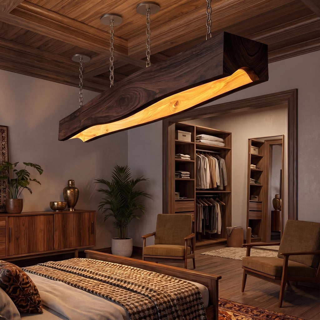 Japandi Sculptural Table Lamp, Modern Wooden Bedside Accent Light for Bedroom & Living Room