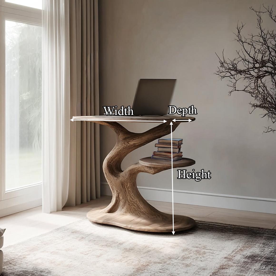 Rustic Wood End Table, Compact Accent Side Table for Home Office & Reading Nook, Handcrafted Small Coffee Table Wood