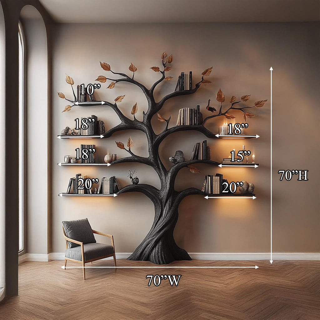 Rustic Halloween Tree Bookshelf Living Room Gothic Decor