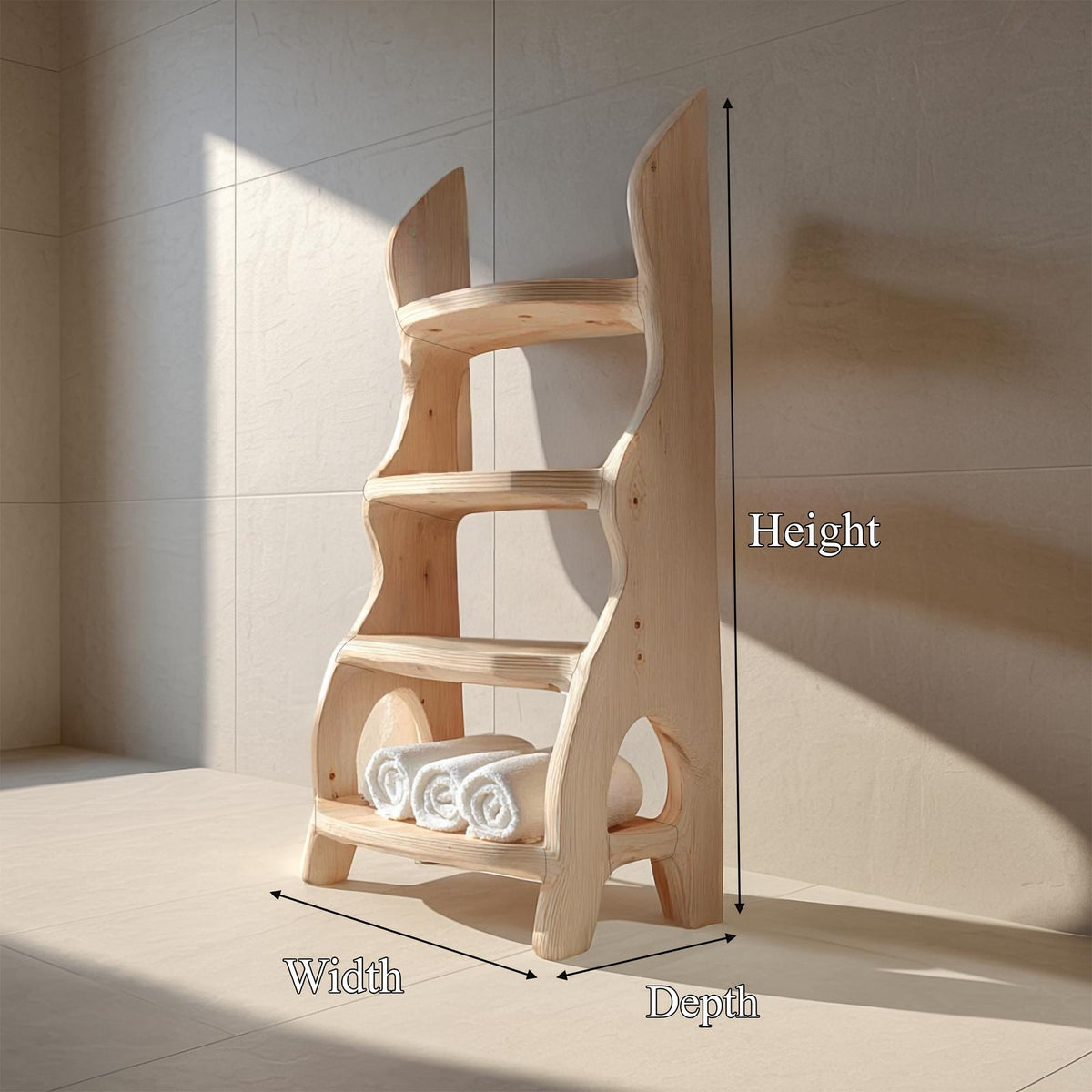 Rustic Sculptural Bathroom Shelf Bathroom Interior Storage Stand