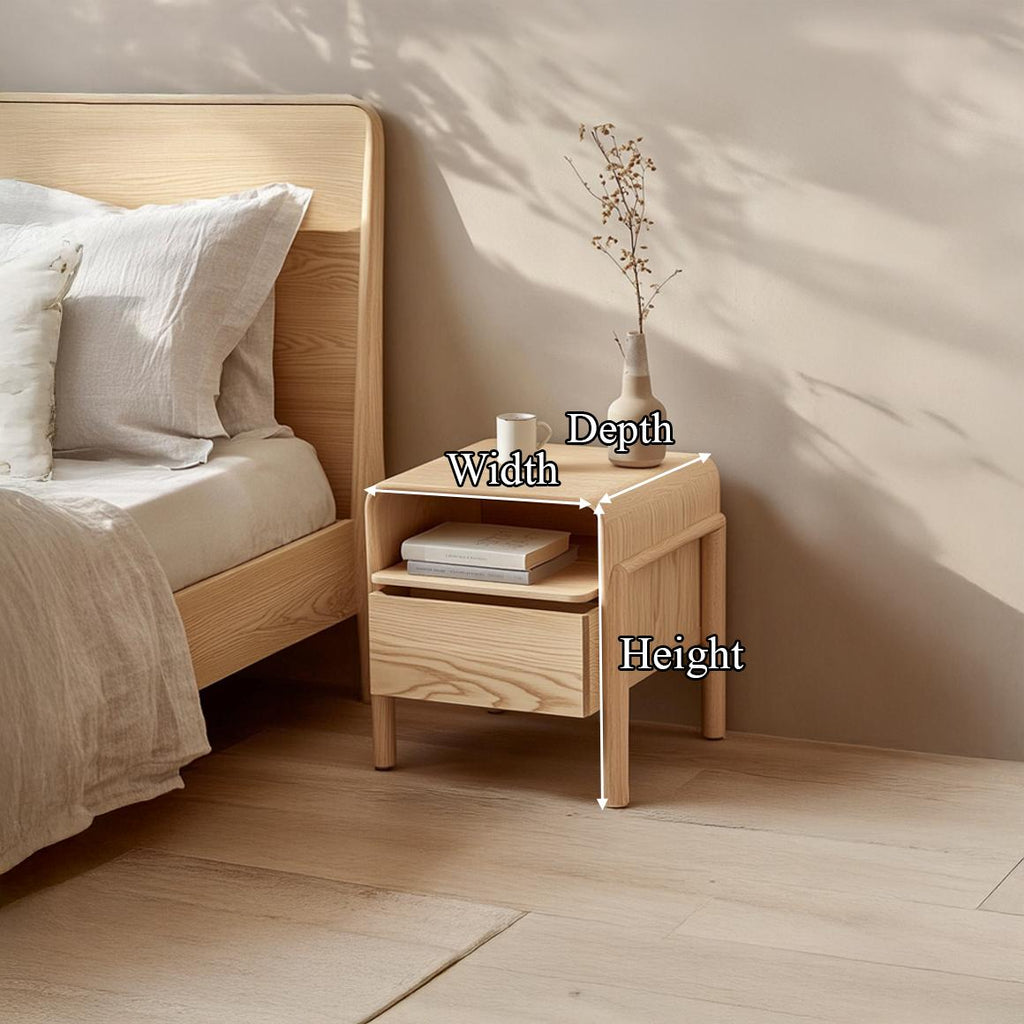 Spry Interior Mid Century Modern Bedside Table, Solid Wood Bedroom Nightstand with Storage Shelf, Rustic Accent End Table, Handcrafted SINLSABT178