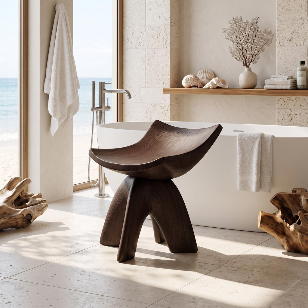 Rustic Shower Stool For Vintage Bathroom Aesthetic