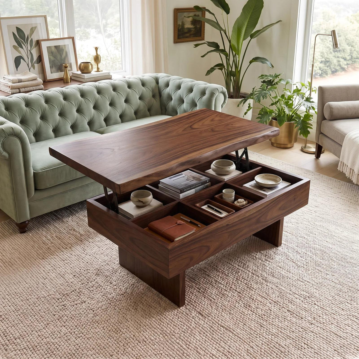 Contemporary Storage Lift Top Coffee Table City Apartment
