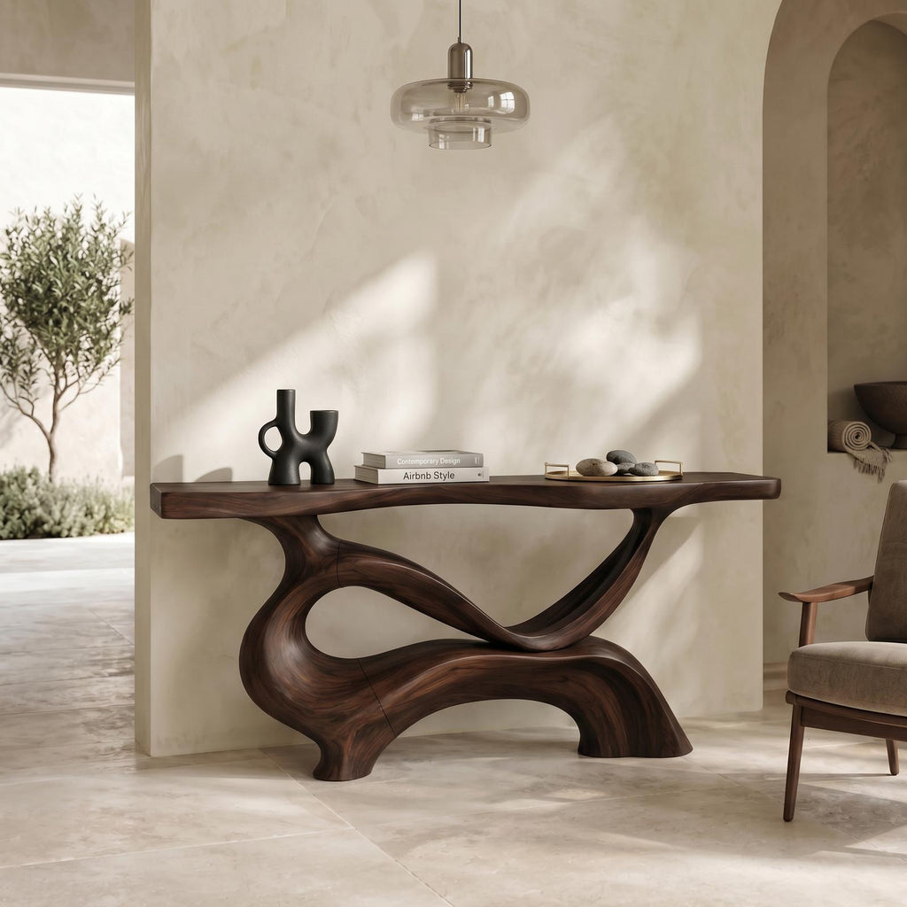 Contemporary Sculptural Base Console Table Modern Hallway SILDTTRCS087