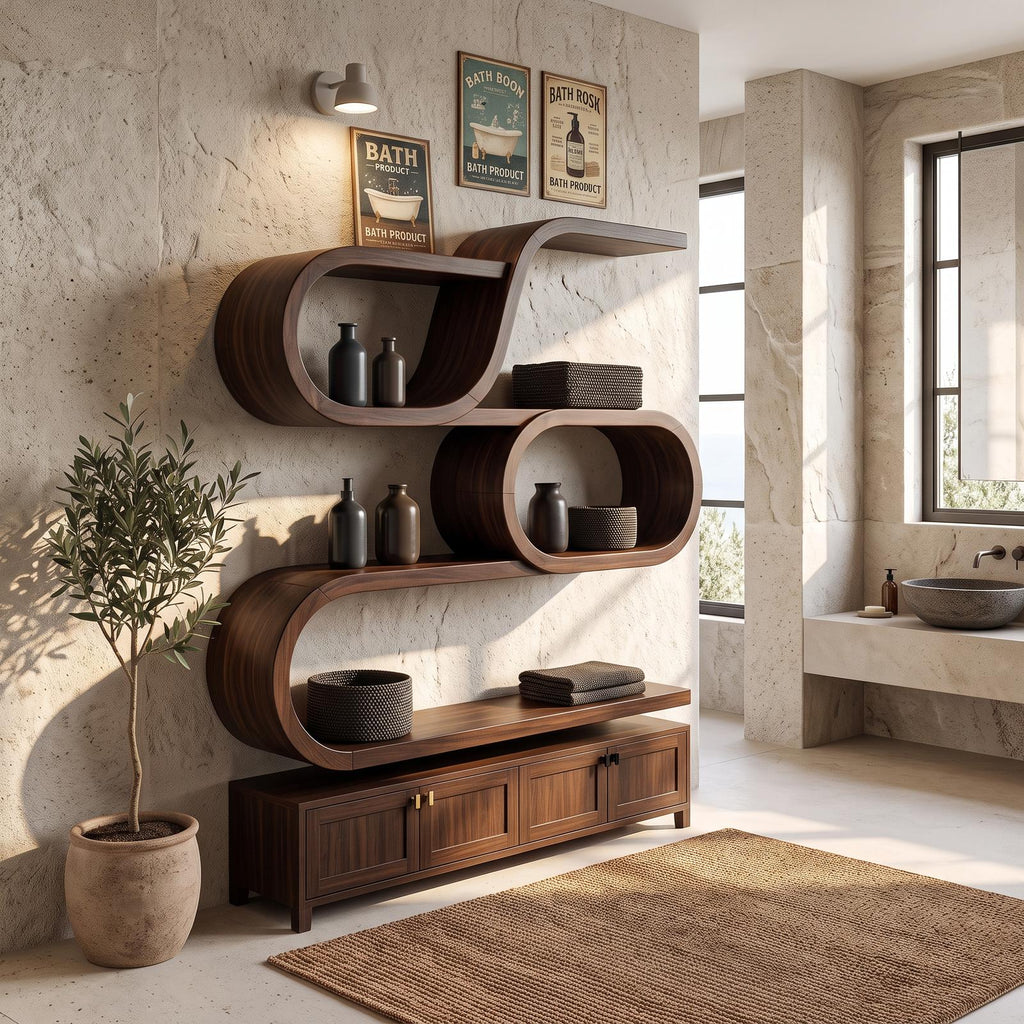 Modern Organic Wall Mounted Display Shelves for Entryway