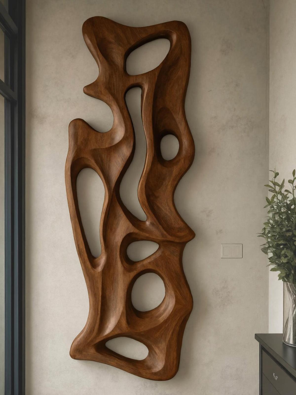 Spry Interior Artistic Abstract Wooden Wall Art, Handcrafted Geometric Wood Panel Sculpture Decor for Living Room, SITHHNWA023