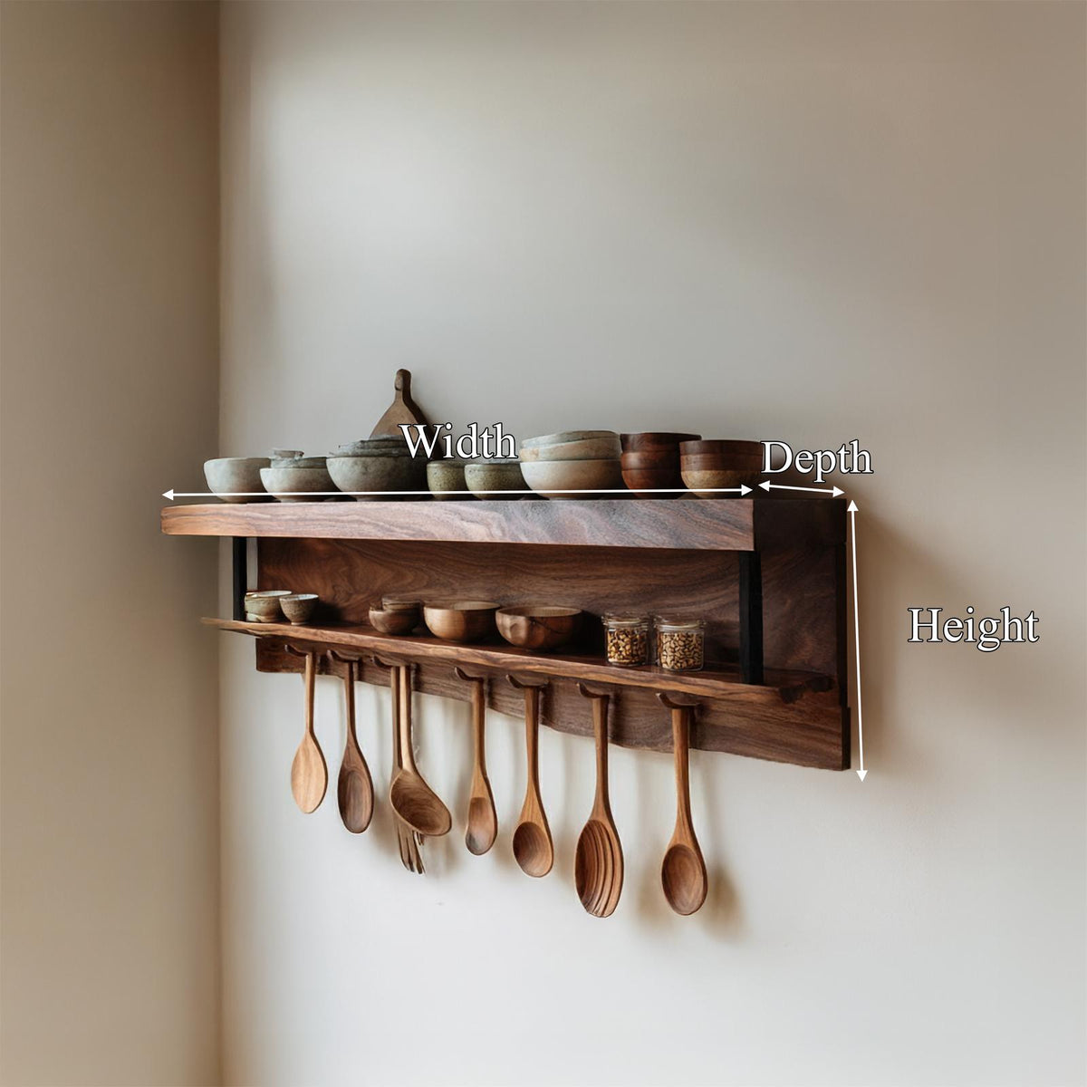 Rustic Hanging Wall Shelf For Kitchen Or Dining Room
