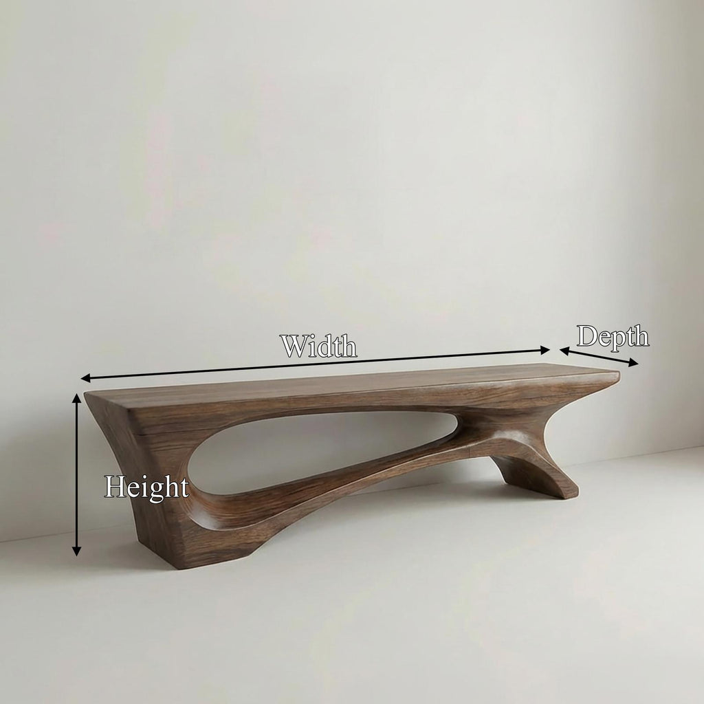 Spry Interior Rustic Contemporary Void Bench, Unique Handcrafted Wood Entryway & Living Room Bench Seat, SINLSARS079
