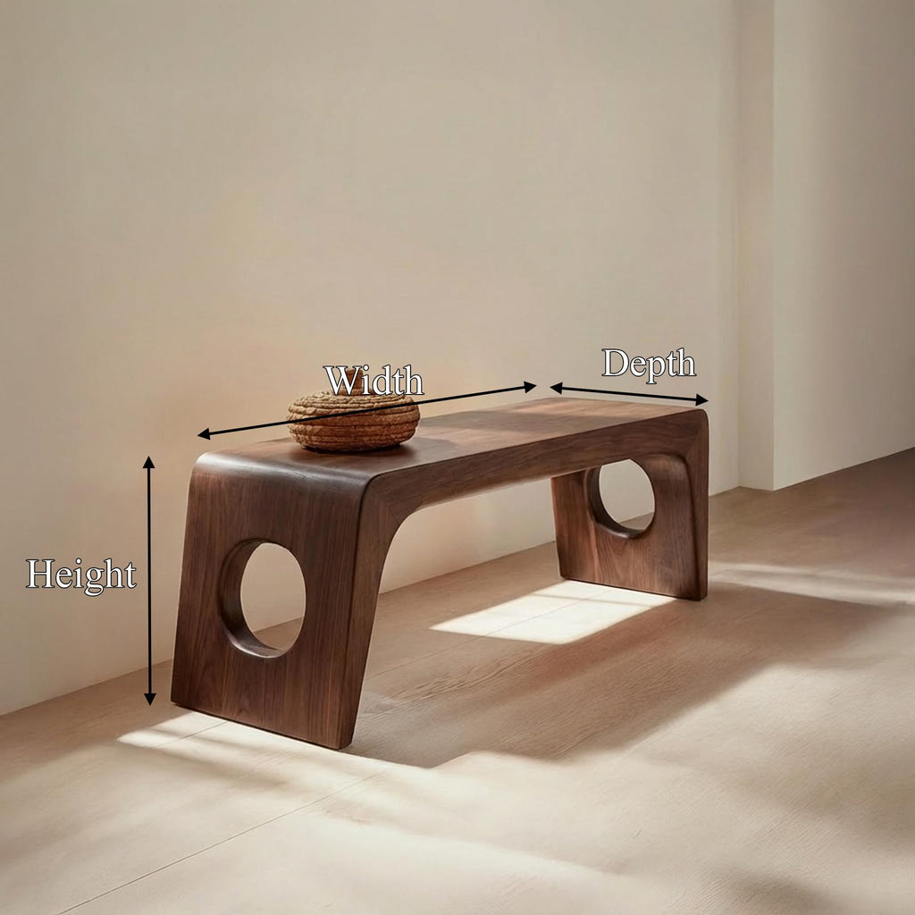 Spry Interior Rustic Minimalist Sculptural Bench, Solid Wood Entryway & Living Room Seating Bench, SINLSARS080
